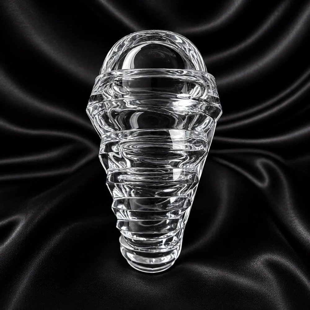 Mikasa Wyndham Art Deco Crystal Vase 9 Inch Clear Heart Shaped Rim Swirl Pattern